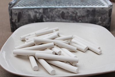 Handmade chalk made with pulverized chalk ore and Earthy Goodies brand white mountain clay